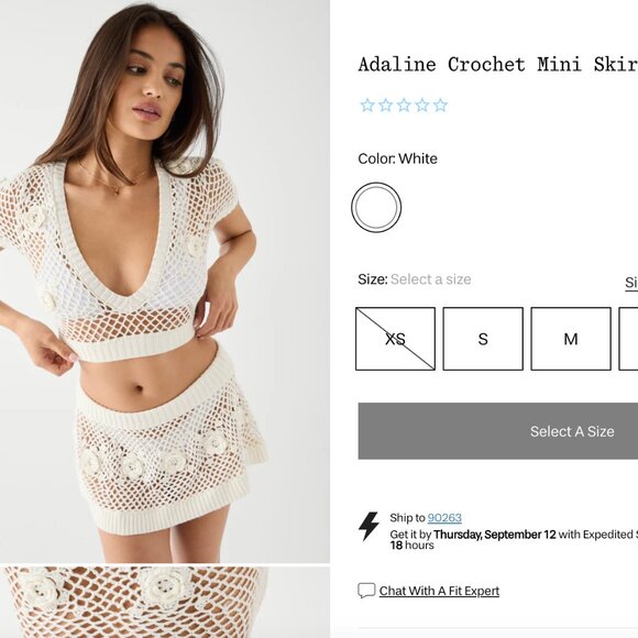 Adaline Crochet Mini Skirt Frankies Bikini's w/ Tag - Picture 1 of 1